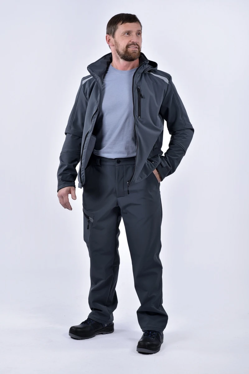 Костюм с брюками охотничий рыболовный на молнии (серый)