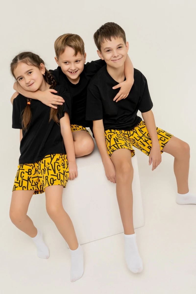 Детский костюм с шортами ДП/бруклин (бруклин/желтый/черный)