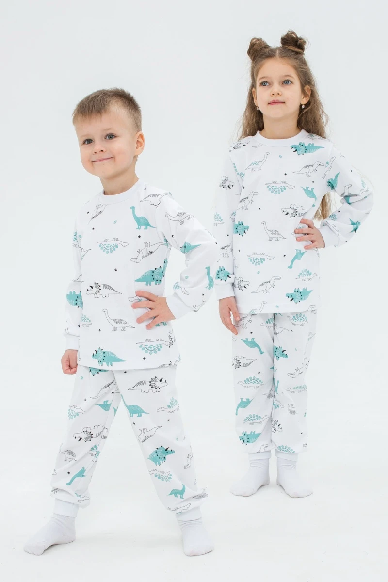 Пижама с брюками 10117 (белый/бирюза)