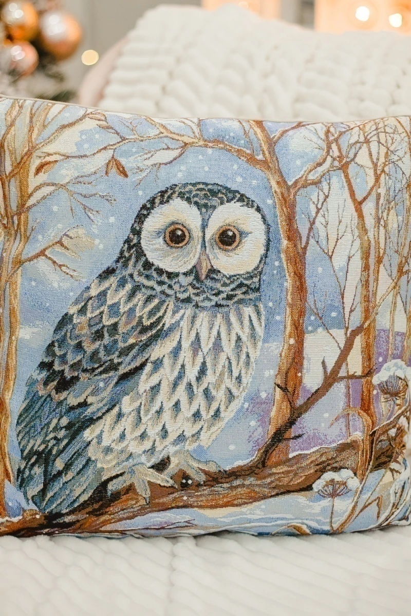 Наволочка декоративная 50х50 Сова (голубой)