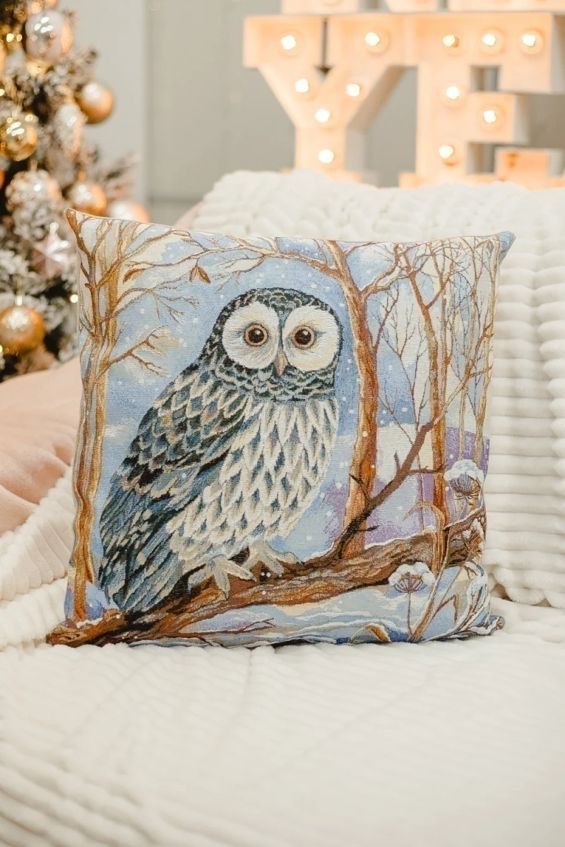 Наволочка декоративная 50х50 Сова (голубой)