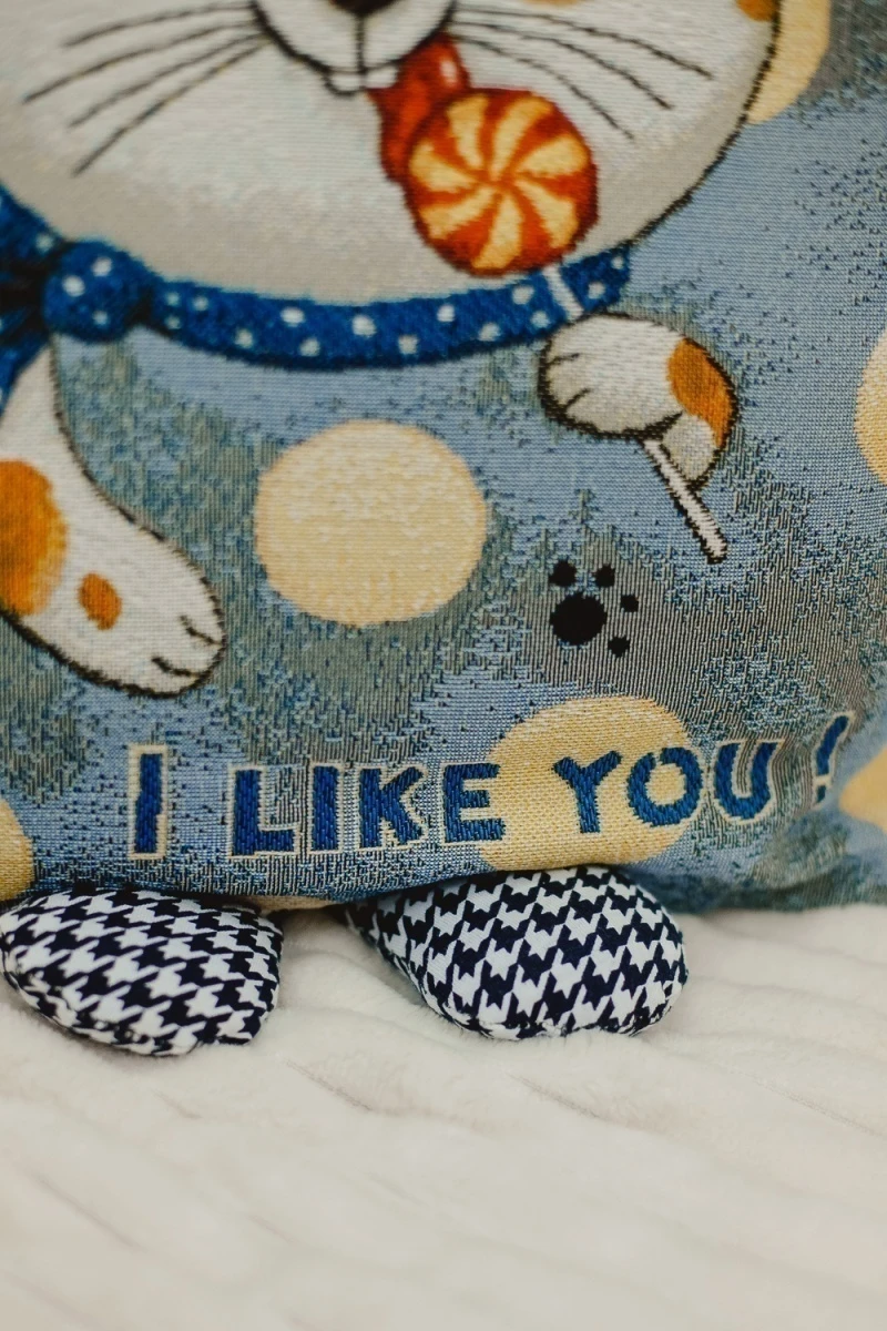 Наволочка декоративная 32х32 Зайчик Ты мне нравишься (синий)