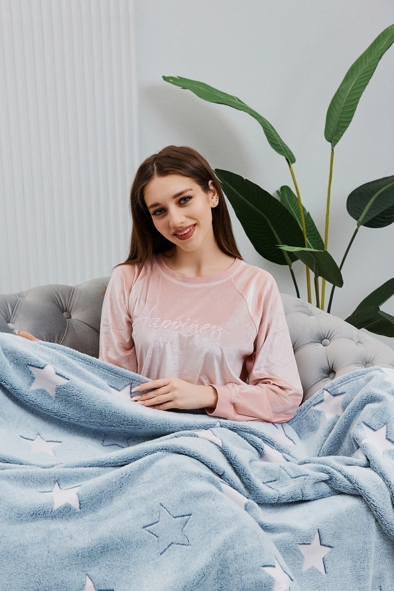 Плед велсофт 1P-179 ЗВЕЗДЫ (серый)