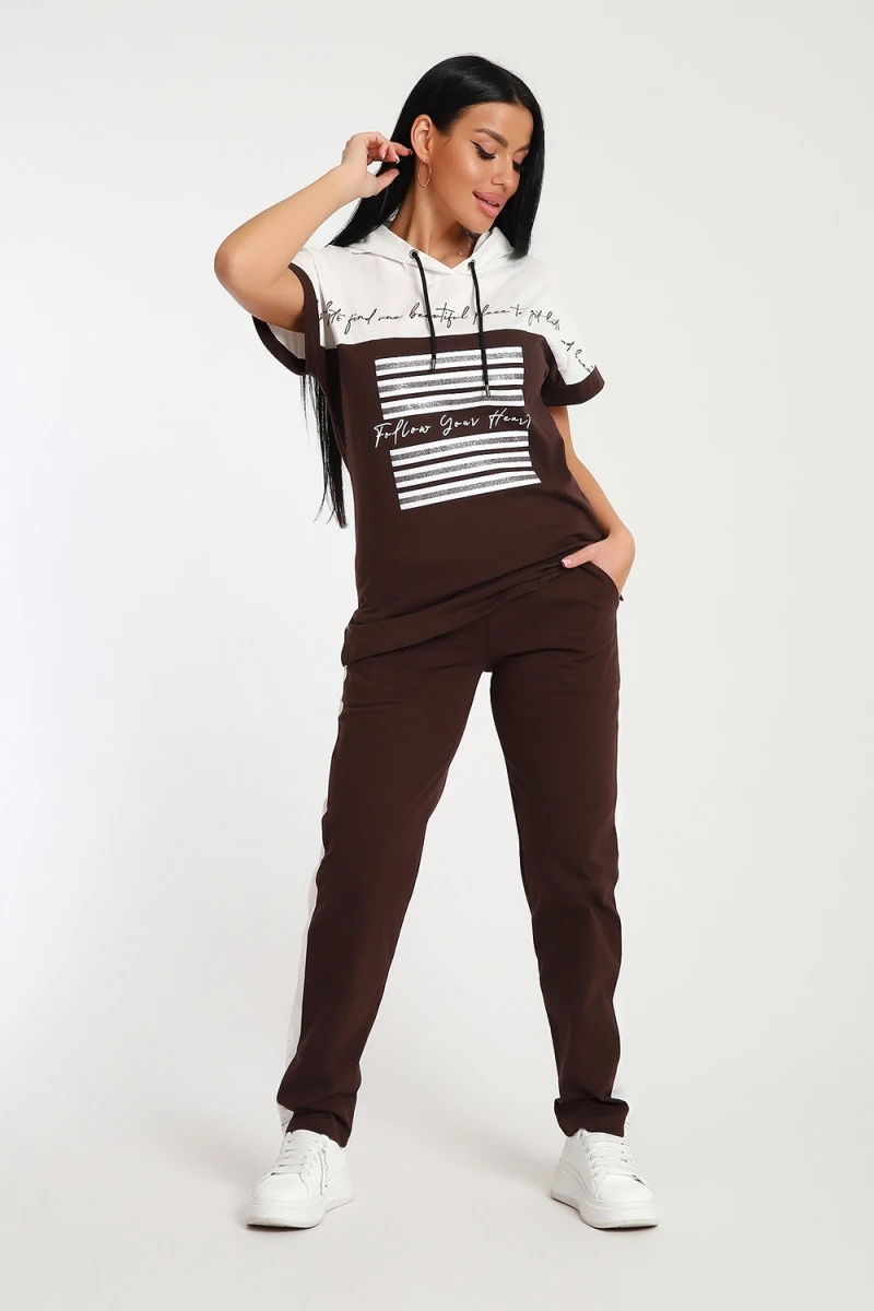 Костюм с брюками 65078 (коричневый)