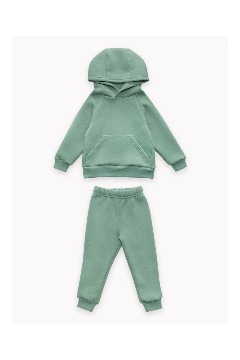 Детский костюм с брюками футер начёс Драйв 20336 (зеленый гранит)