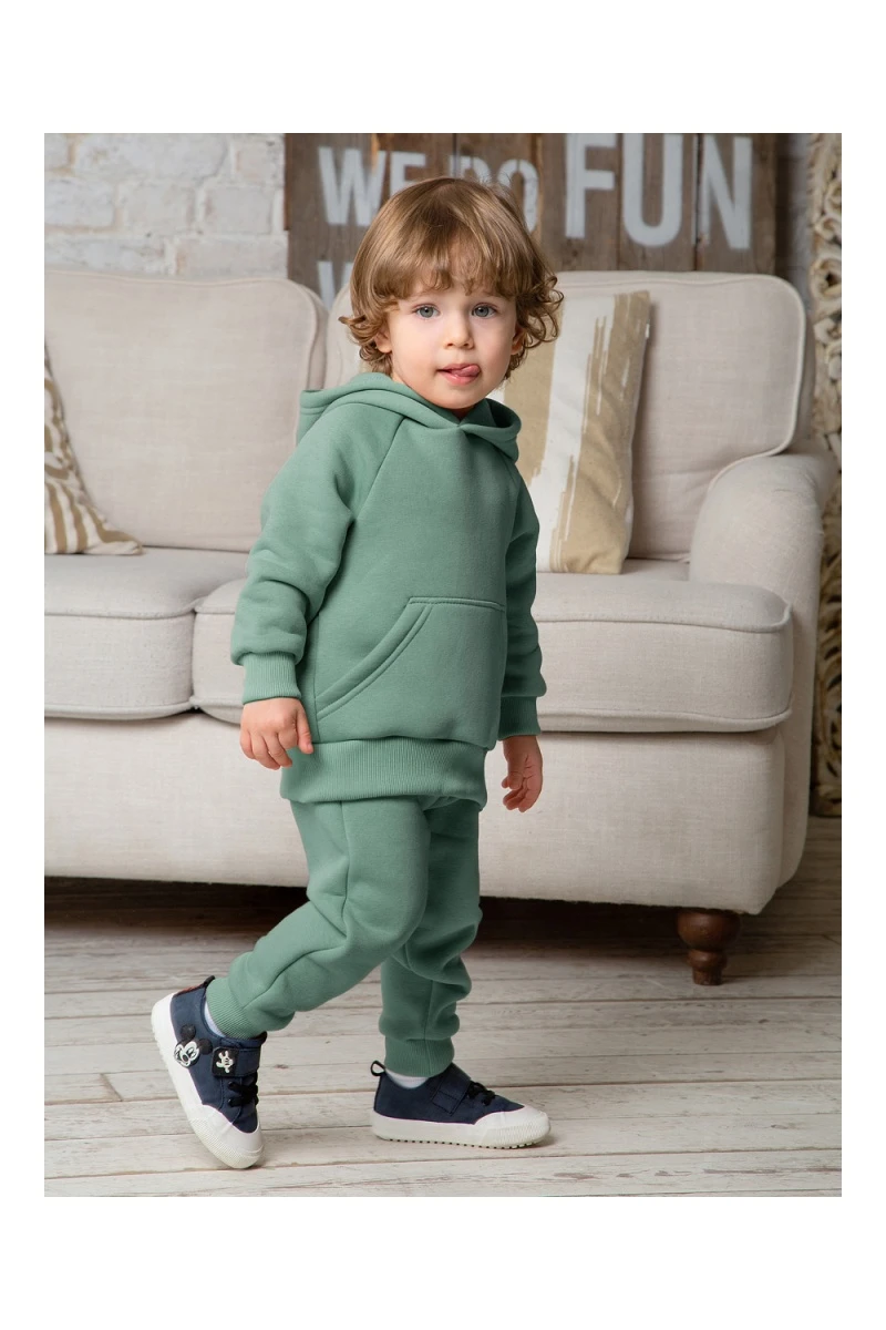 Детский костюм с брюками футер начёс Драйв 20336 (зеленый гранит)