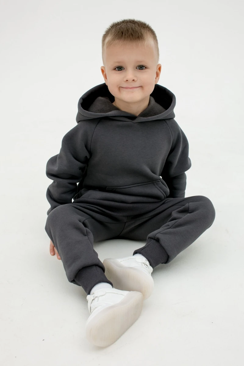 Детский костюм с брюками футер начёс Драйв 20336 (темно-серый)
