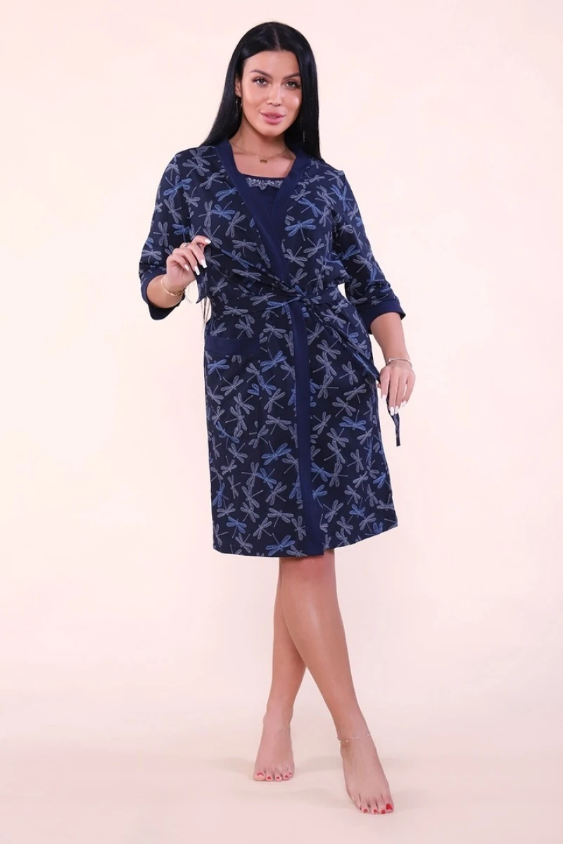 Комплект (пеньюар+сорочка) - Стрекоза-2 - 355 - синий