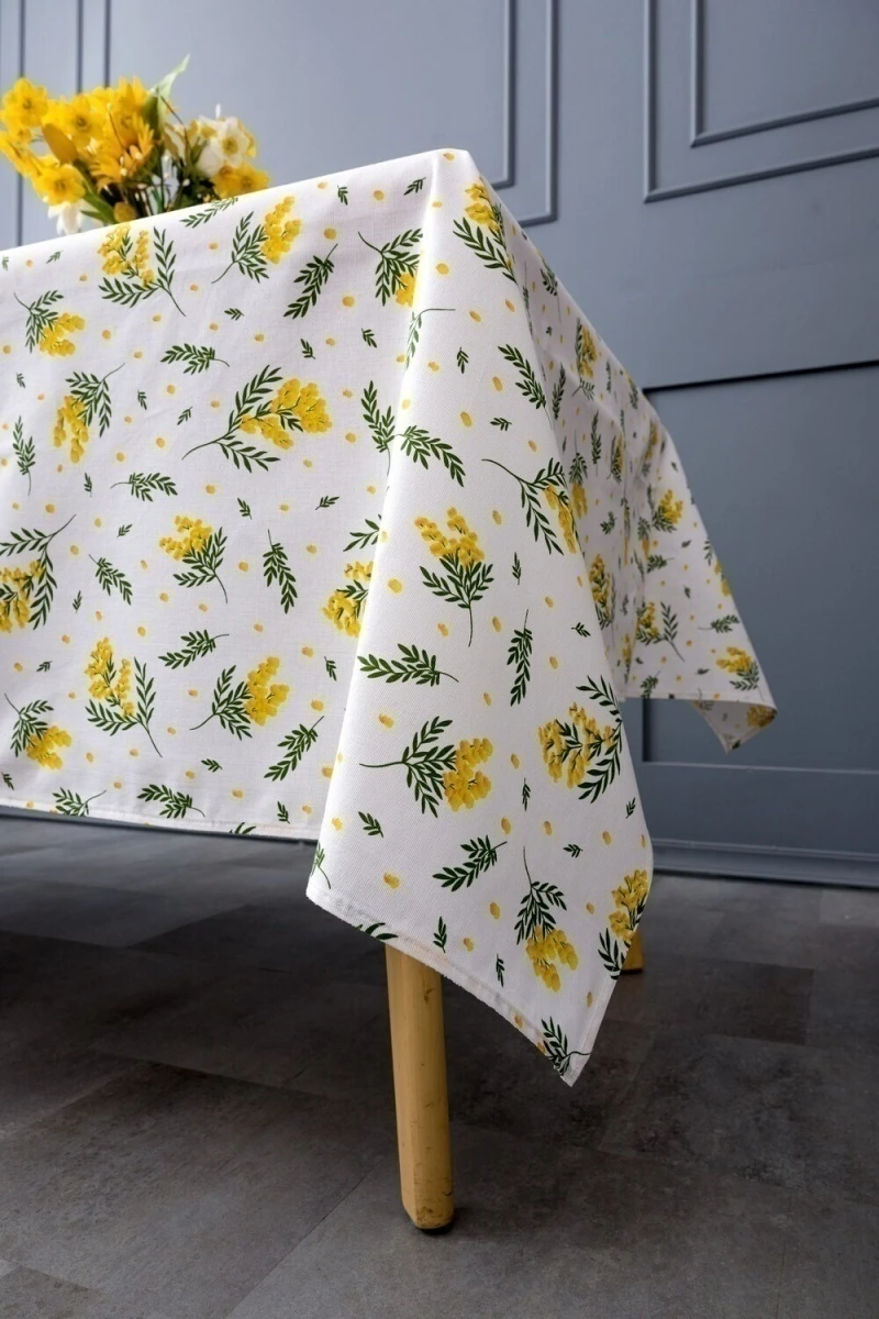 Мимоза скатерть на стол (белый)