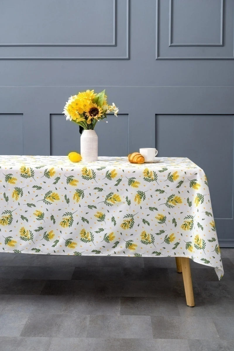 Мимоза скатерть на стол (белый)