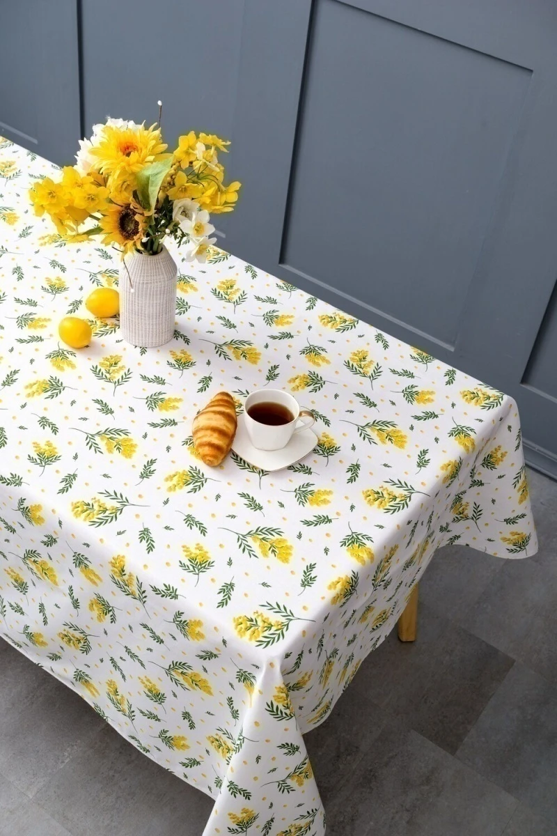 Мимоза скатерть на стол (белый)