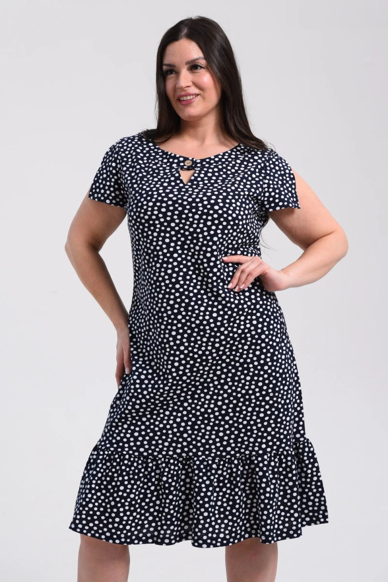 Платье 7271 (мелкий горох на темно-синем)