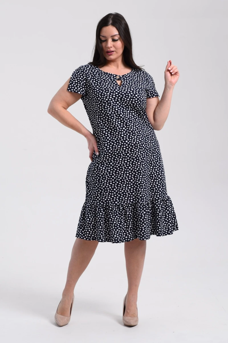 Платье 7271 (мелкий горох на темно-синем)