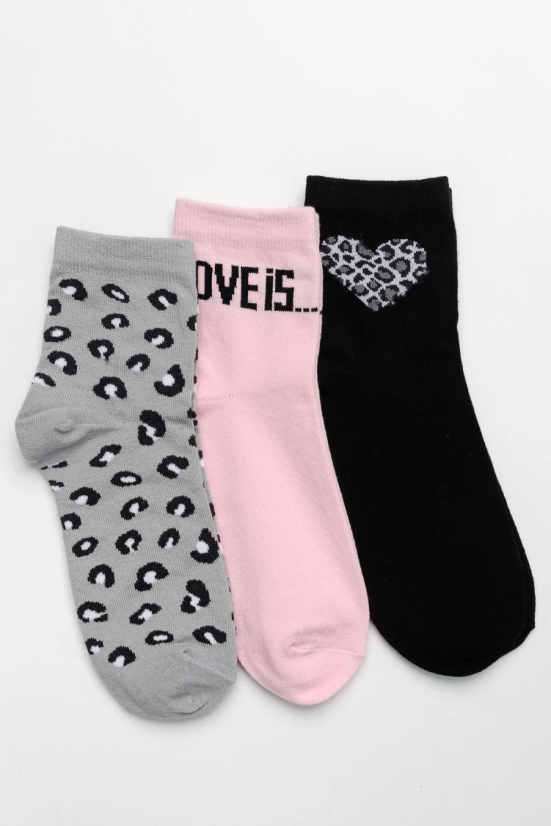 Носки стандарт Тренд (набор 3 пары) (розовый, серый, черный)