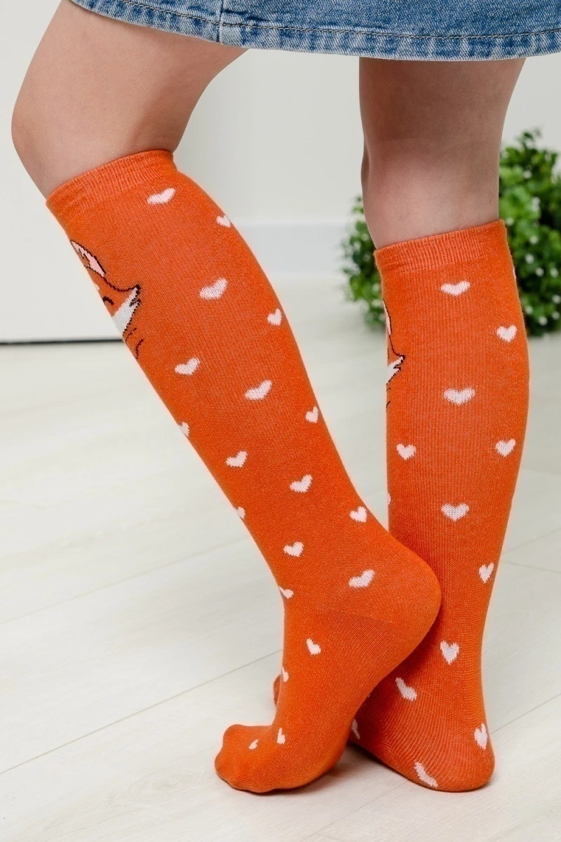 Детские гольфы Лисенок (набор 2 пары) (рыжий, коралл)