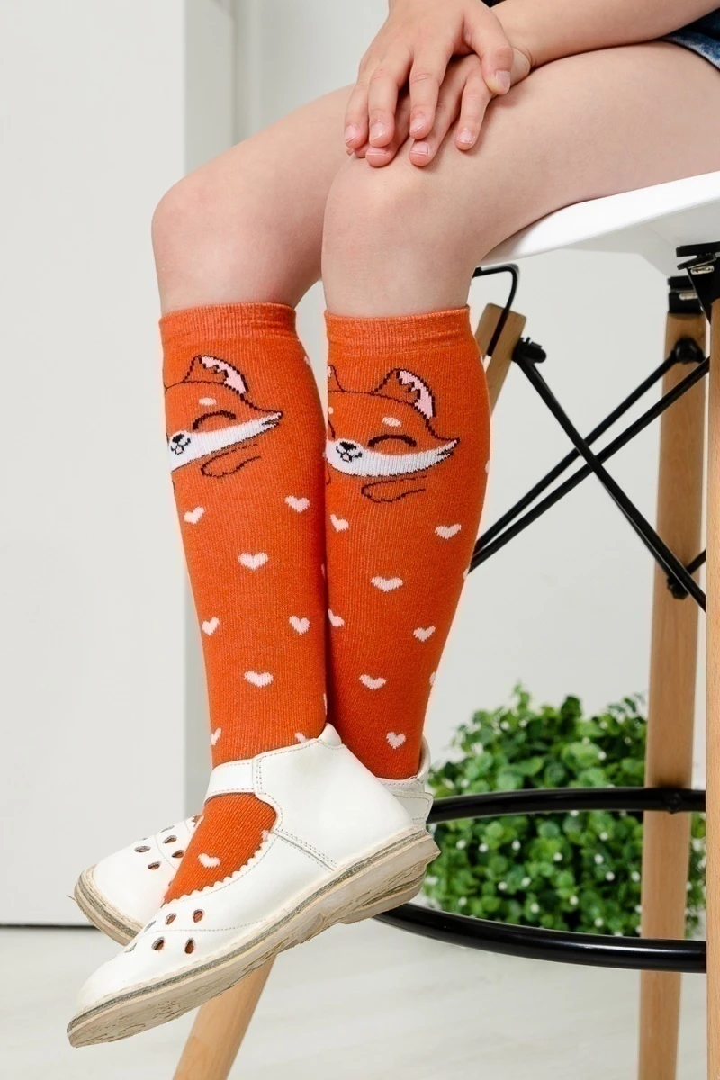 Детские гольфы Лисенок (набор 2 пары) (рыжий, коралл)