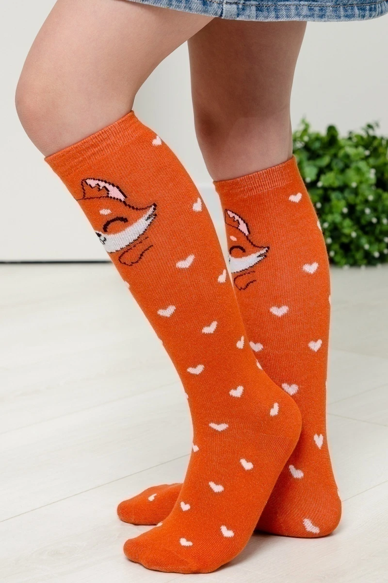 Детские гольфы Лисенок (набор 2 пары) (рыжий, коралл)