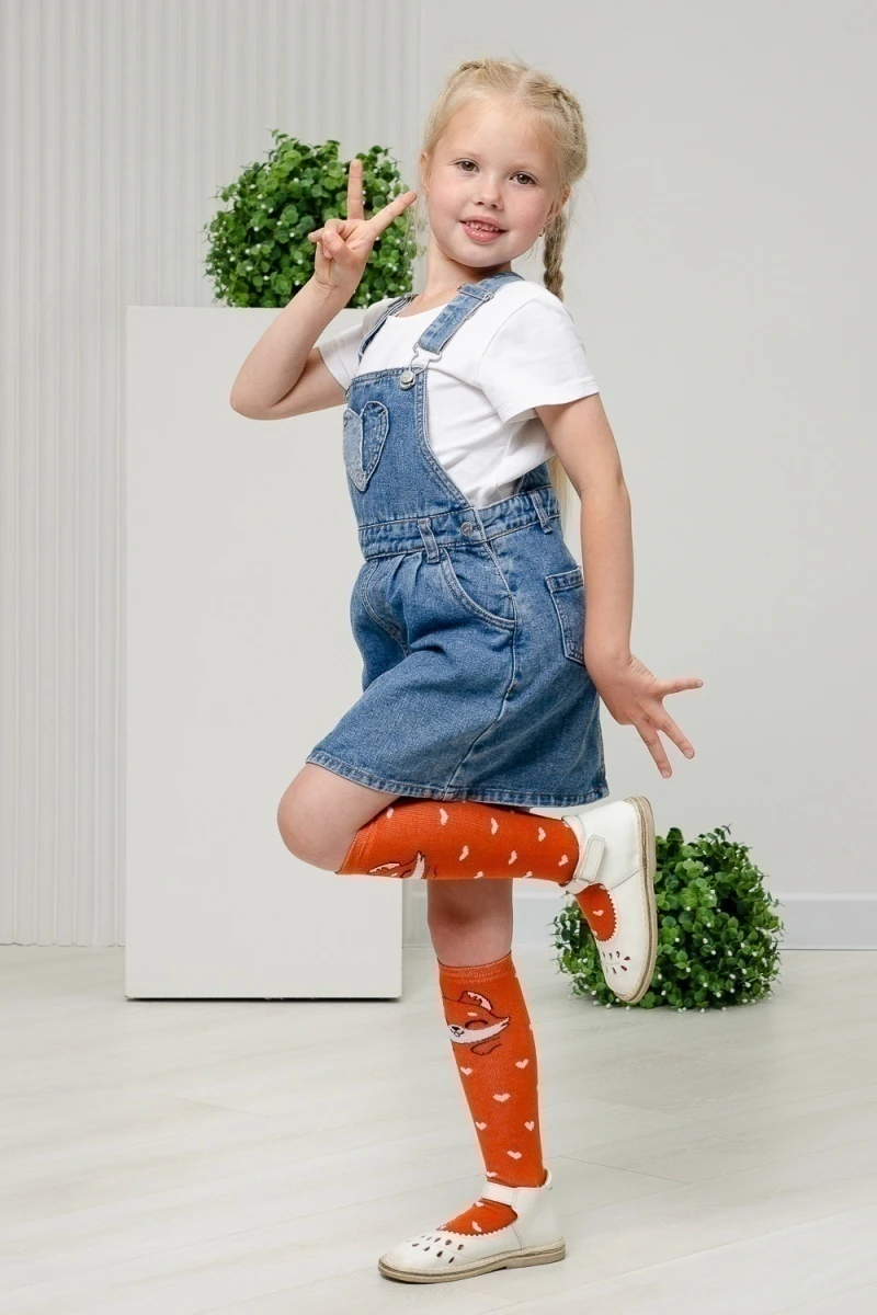 Детские гольфы Лисенок (набор 2 пары) (рыжий, коралл)