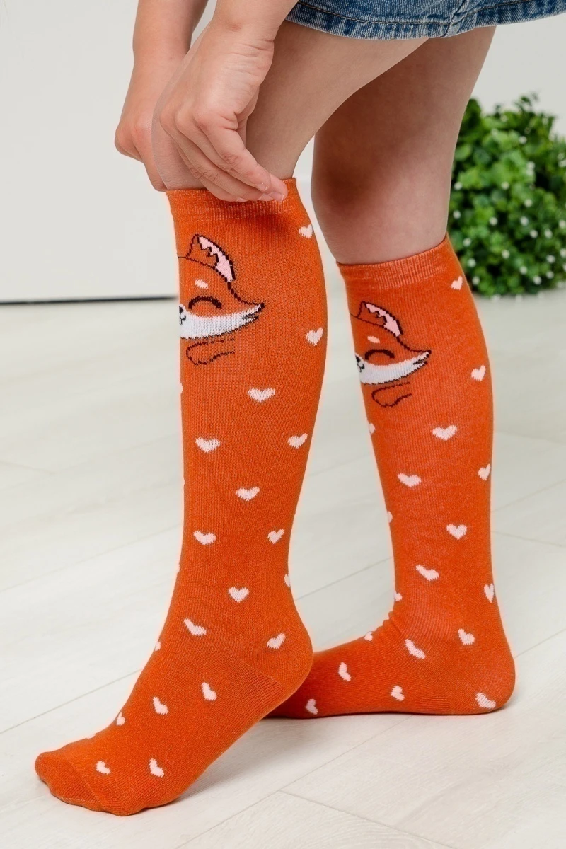 Детские гольфы Лисенок (набор 2 пары) (рыжий, коралл)