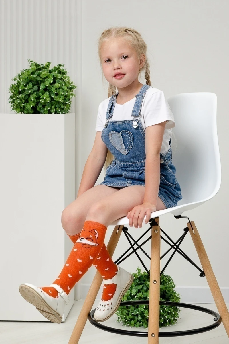 Детские гольфы Лисенок (набор 2 пары) (рыжий, коралл)