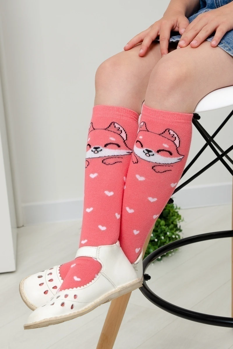 Детские гольфы Лисенок (набор 2 пары) (рыжий, коралл)