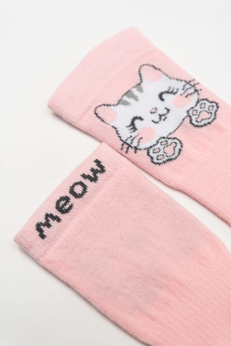Детские гольфы Мяу (набор 2 пары) (белый+розовый)