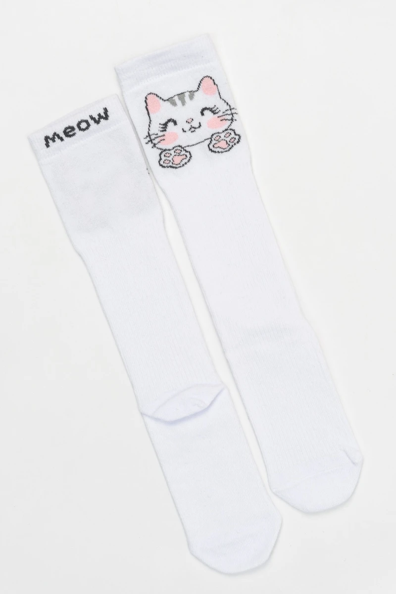 Детские гольфы Мяу (набор 2 пары) (белый+розовый)