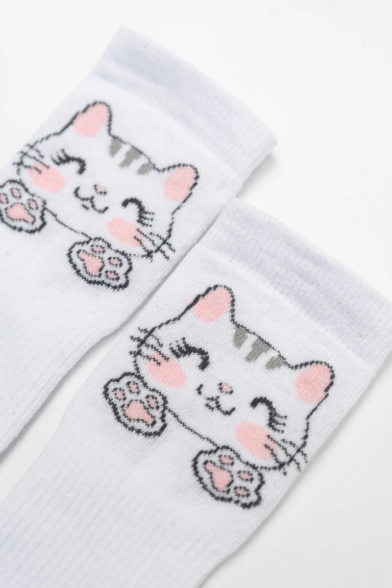 Детские гольфы Мяу (набор 2 пары) (белый+розовый)