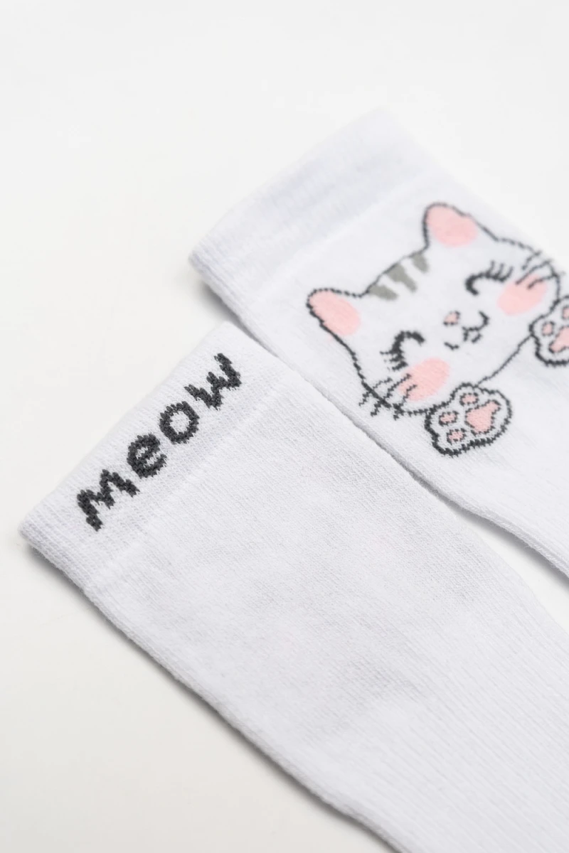 Детские гольфы Мяу (набор 2 пары) (белый+розовый)
