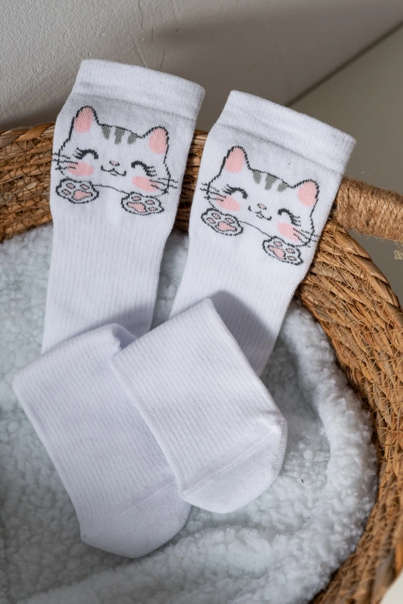 Детские гольфы Мяу (набор 2 пары) (белый+розовый)