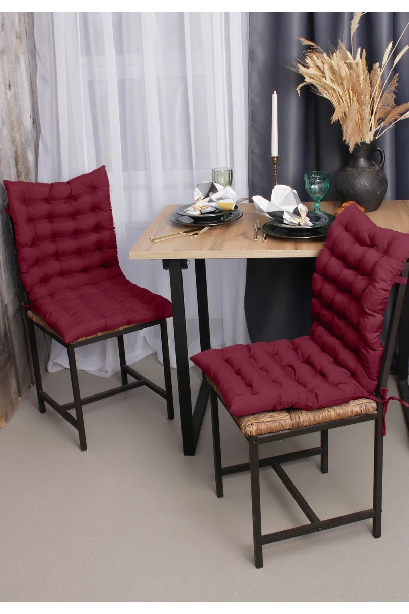 Подушка для мебели со спинкой матрас подушка для кресла, 85х42х5 см на резинке и с завязками (бордовый)