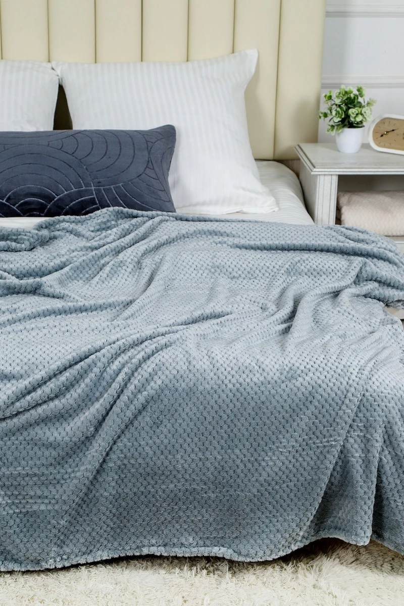 Плед велсофт Bio-Line, мягкий пушистый кубик (графит)