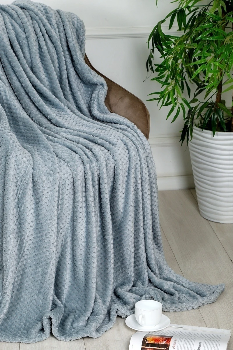 Плед велсофт Bio-Line, мягкий пушистый кубик (графит)