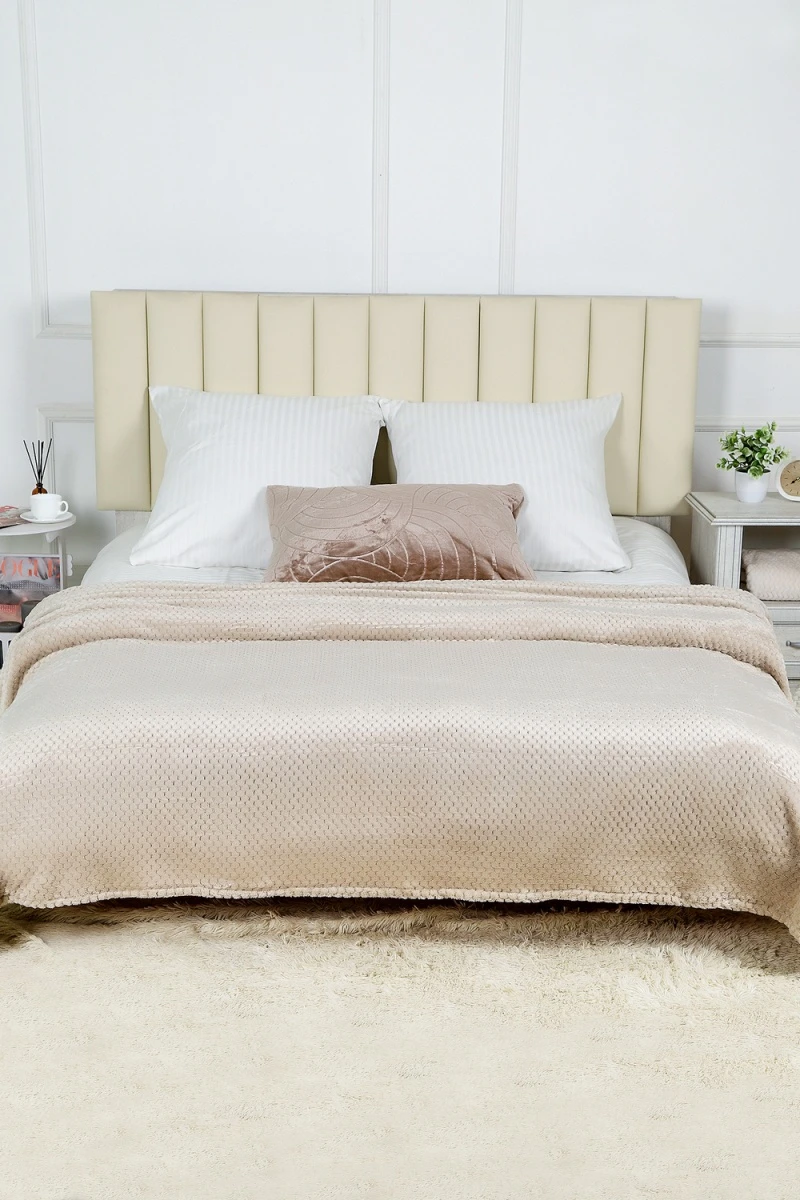 Плед велсофт Bio-Line, мягкий пушистый кубик (бежевый)