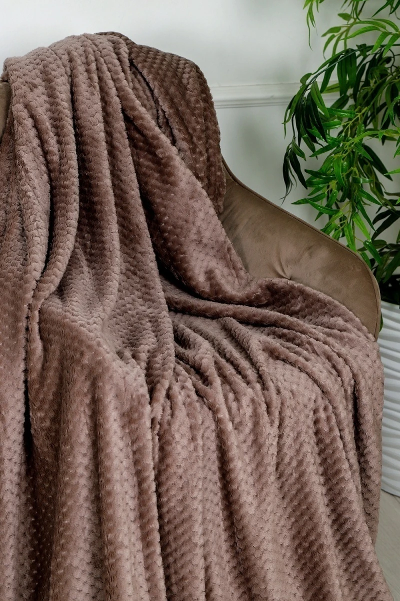 Плед велсофт Bio-Line, мягкий пушистый кубик (коричневый)