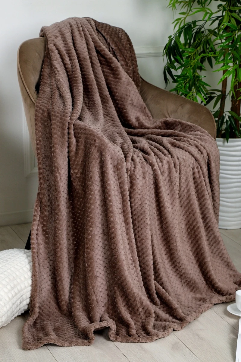 Плед велсофт Bio-Line, мягкий пушистый кубик (коричневый)