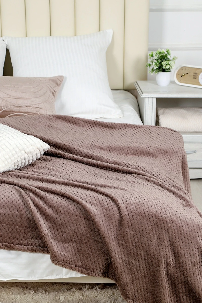 Плед велсофт Bio-Line, мягкий пушистый кубик (коричневый)