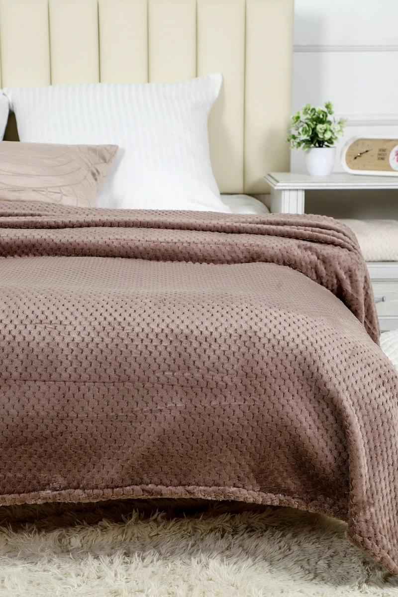 Плед велсофт Bio-Line, мягкий пушистый кубик (коричневый)