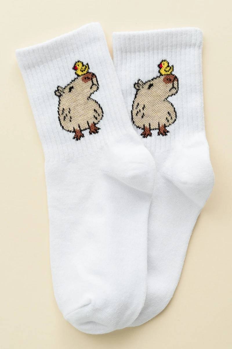 Детские носки стандарт Капибара (набор 2 пары) (белый)