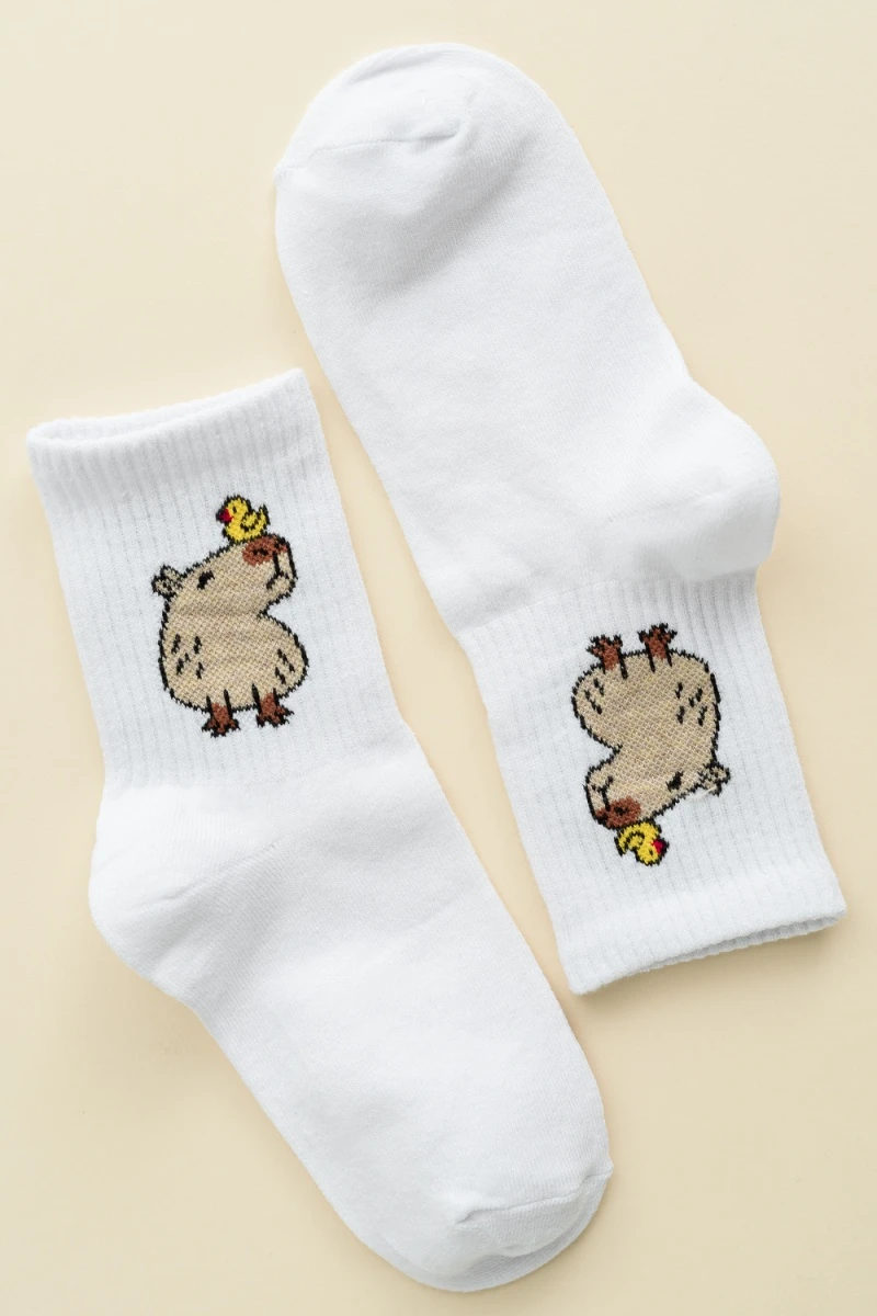 Детские носки стандарт Капибара (набор 2 пары) (белый)