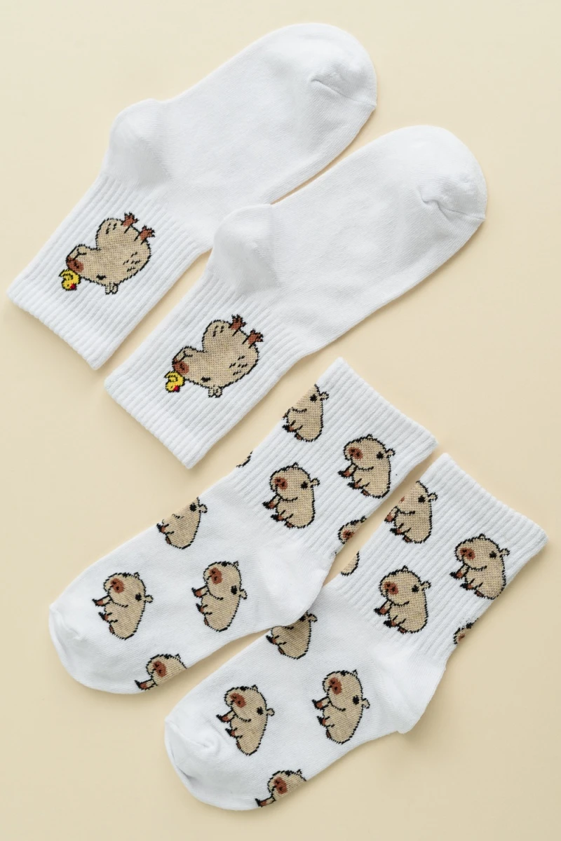 Детские носки стандарт Капибара (набор 2 пары) (белый)