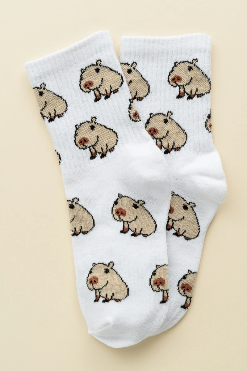 Детские носки стандарт Капибара (набор 2 пары) (белый)