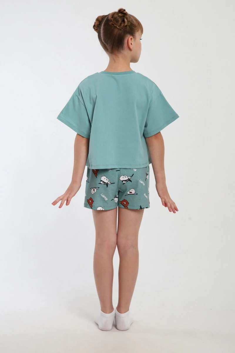 Пижама с шортами Хулиган арт. ПД-019-069 (бирюза/бирюза)