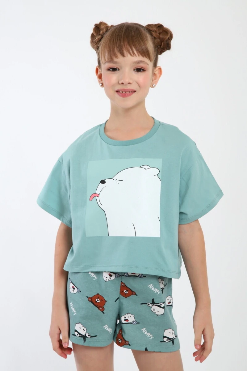 Пижама с шортами Хулиган арт. ПД-019-069 (бирюза/бирюза)