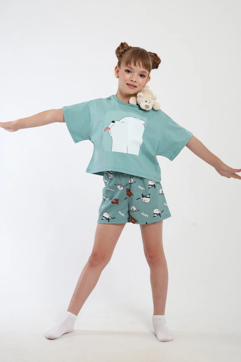 Пижама с шортами Хулиган арт. ПД-019-069 (бирюза/бирюза)