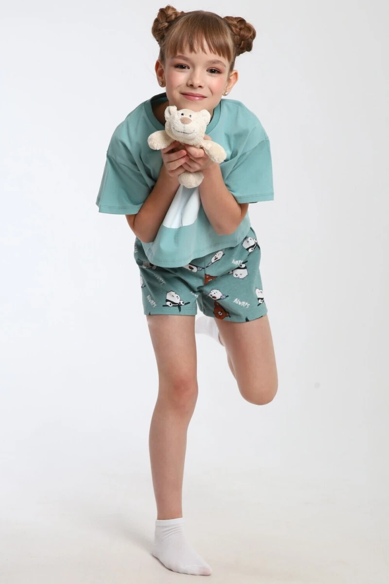 Пижама с шортами Хулиган арт. ПД-019-069 (бирюза/бирюза)