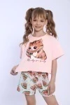 Пижама с шортами Кот-арбуз арт ПД-019-067 (светло-розовый)
