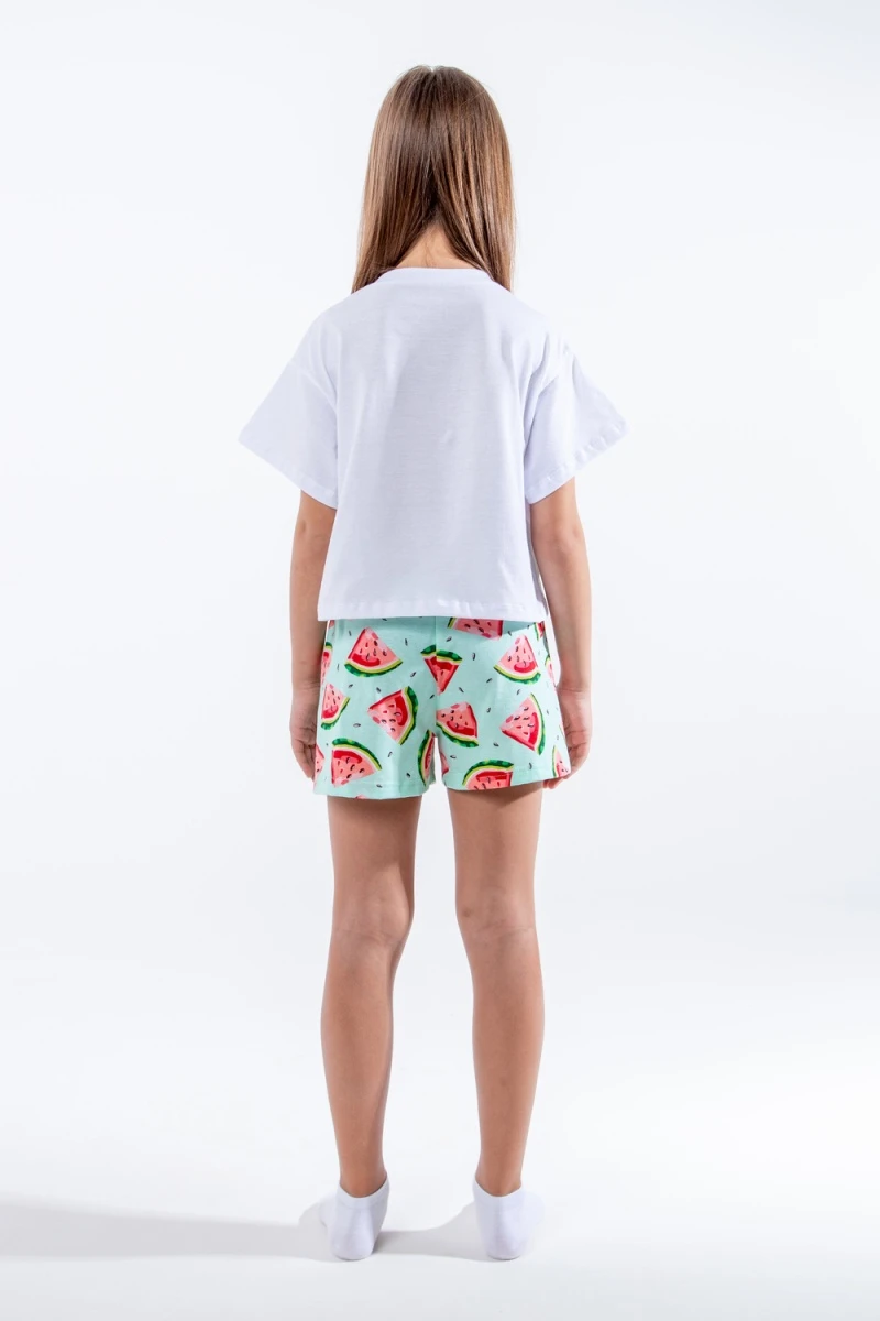 Пижама с шортами Арбуз арт. ПД-019-037 (белый/бирюза)