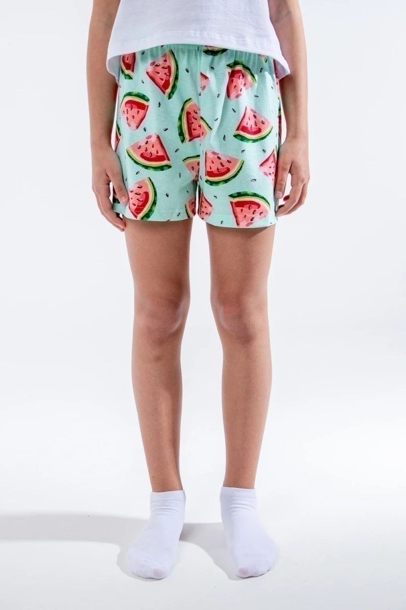 Пижама с шортами Арбуз арт. ПД-019-037 (белый/бирюза)
