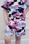 Детский костюм с шортами 34515 (камуфляж с розовым)
